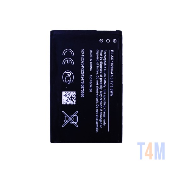 Battery BL-5C for Nokia 1100/1101/1110/1110I/1112/1200/1208/1209/1600/1650/1680C/1800/2300/2310/2323C/2330C 1020mAh